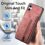 Custodia per telefono posteriore con cerniera in pelle retrò, For Samsung Galaxy A22 4G, For Samsung Galaxy A22 5G, For Samsung Galaxy A32 4G, For Samsung Galaxy A32 5G