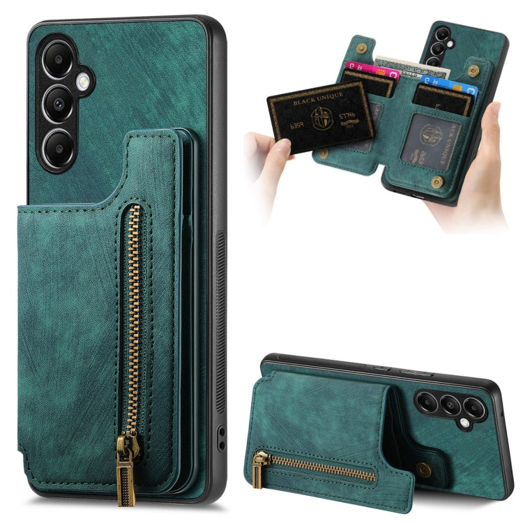 Custodia per telefono posteriore con cerniera in pelle retrò, For Samsung Galaxy M15, For Samsung Galaxy A55 5G, For Samsung Galaxy A35 5G, For Samsung Galaxy A25 5G