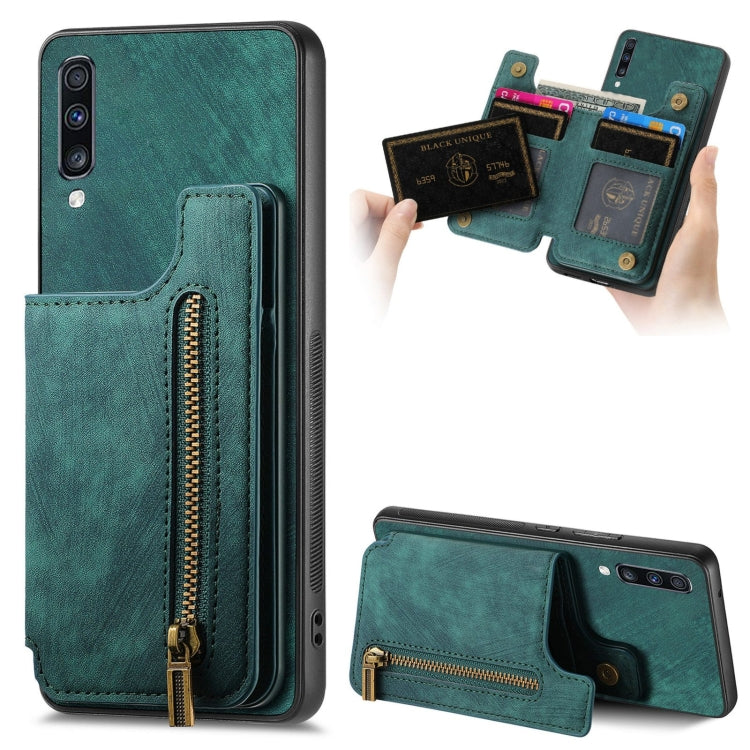 Custodia per telefono posteriore con cerniera in pelle retrò, For Samsung Galaxy A30/A20/M10s, For Samsung Galaxy A50/A30s/A50s, For Samsung Galaxy Note10, For Samsung Galaxy Note10+