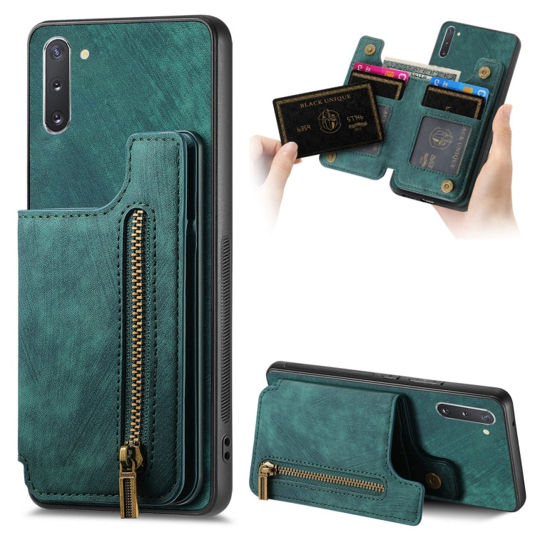 Custodia per telefono posteriore con cerniera in pelle retrò, For Samsung Galaxy A30/A20/M10s, For Samsung Galaxy A50/A30s/A50s, For Samsung Galaxy Note10, For Samsung Galaxy Note10+