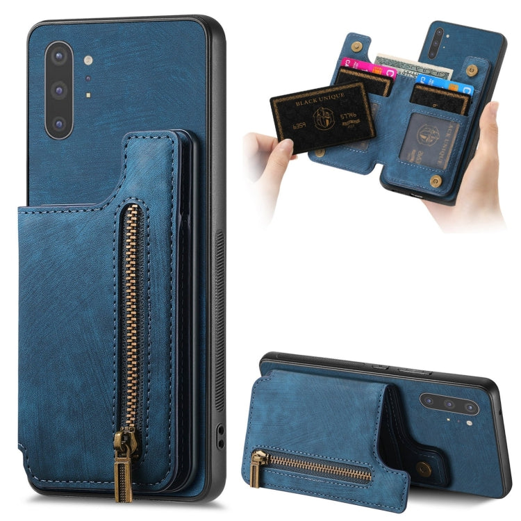 Custodia per telefono posteriore con cerniera in pelle retrò, For Samsung Galaxy A30/A20/M10s, For Samsung Galaxy A50/A30s/A50s, For Samsung Galaxy Note10, For Samsung Galaxy Note10+