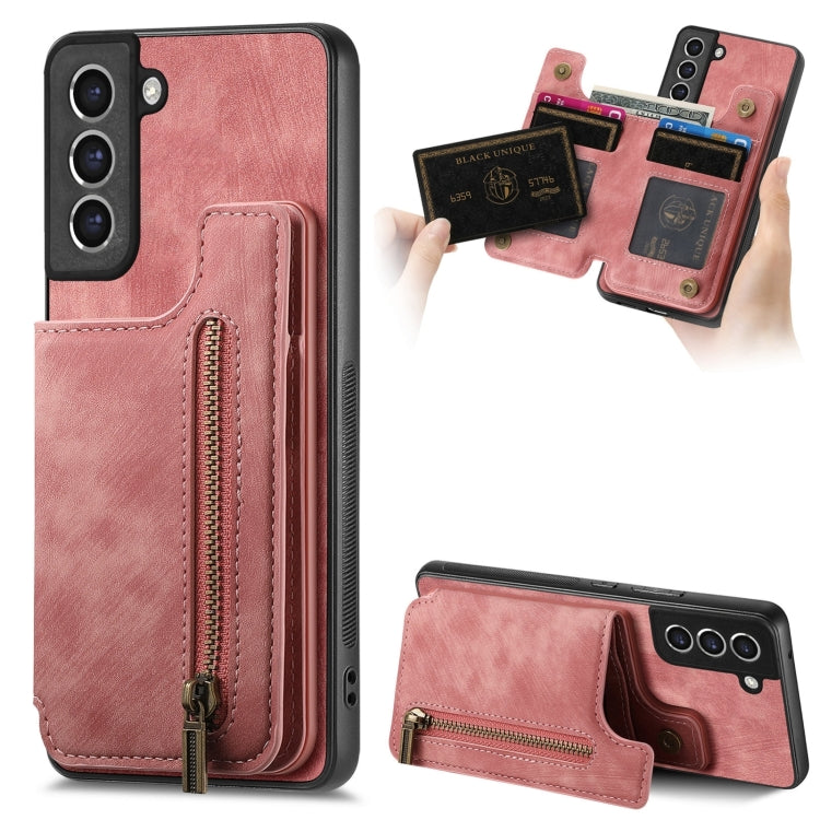 Custodia per telefono posteriore con cerniera in pelle retrò, For Samsung Galaxy S21 5G, For Samsung Galaxy A31, For Samsung Galaxy A71, For Samsung Galaxy A51