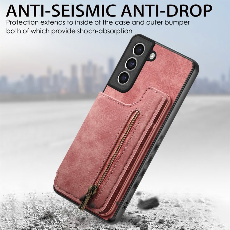 Custodia per telefono posteriore con cerniera in pelle retrò, For Samsung Galaxy S21 5G, For Samsung Galaxy A31, For Samsung Galaxy A71, For Samsung Galaxy A51