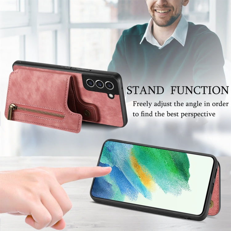 Custodia per telefono posteriore con cerniera in pelle retrò, For Samsung Galaxy S21 5G, For Samsung Galaxy A31, For Samsung Galaxy A71, For Samsung Galaxy A51