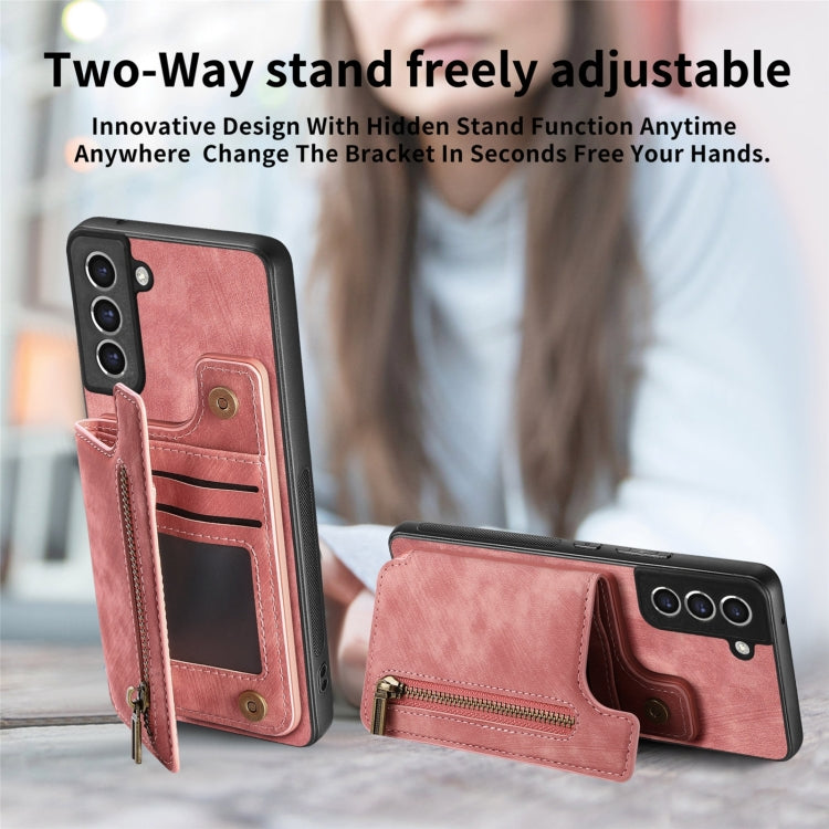 Custodia per telefono posteriore con cerniera in pelle retrò, For Samsung Galaxy S21 5G, For Samsung Galaxy A31, For Samsung Galaxy A71, For Samsung Galaxy A51