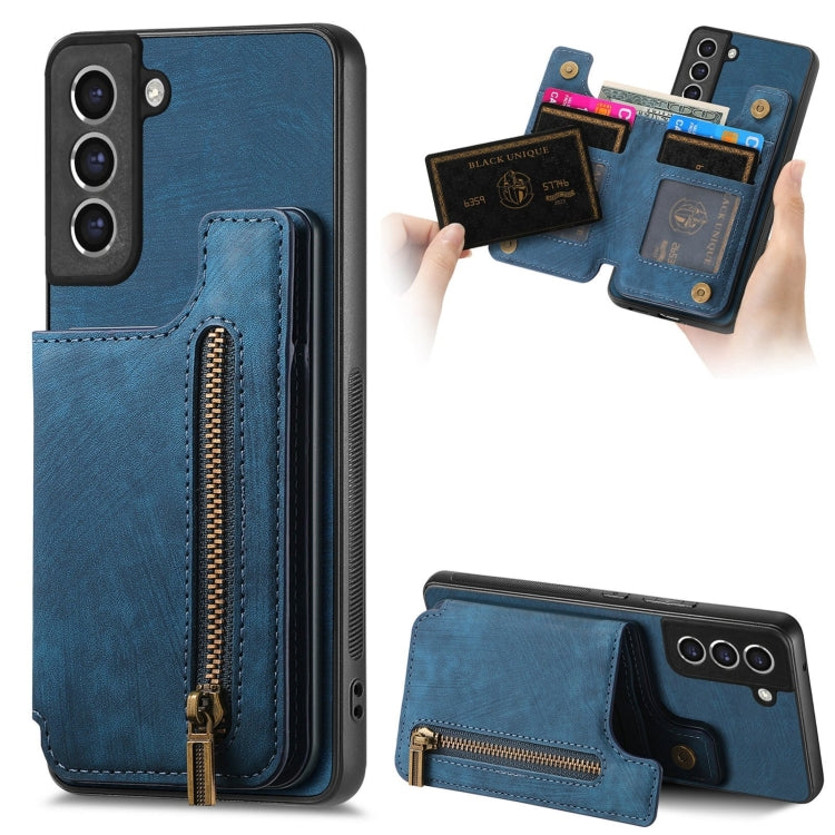 Custodia per telefono posteriore con cerniera in pelle retrò, For Samsung Galaxy S21 5G, For Samsung Galaxy A31, For Samsung Galaxy A71, For Samsung Galaxy A51