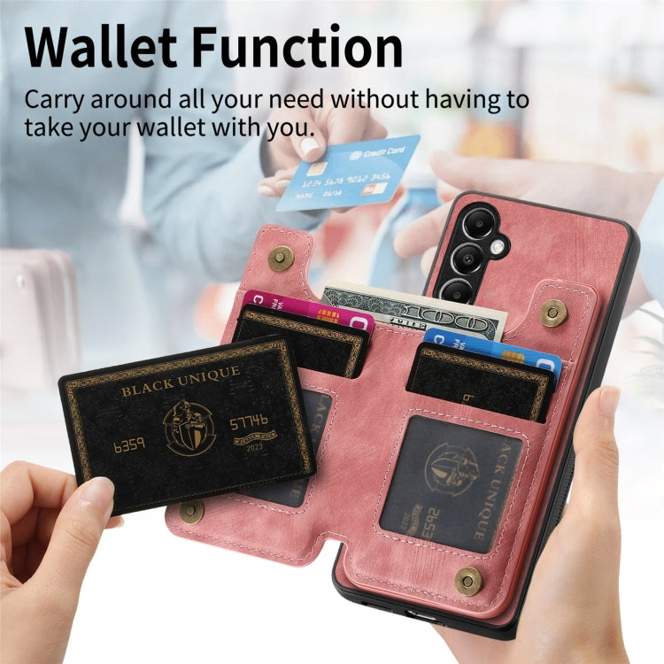 Custodia per telefono posteriore con cerniera in pelle retrò, For Samsung Galaxy M15, For Samsung Galaxy A55 5G, For Samsung Galaxy A35 5G, For Samsung Galaxy A25 5G