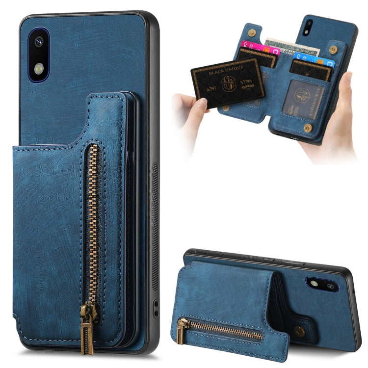 Custodia per telefono posteriore con cerniera in pelle retrò, For Samsung Galaxy A10, For Samsung Galaxy A23, For Samsung Galaxy A14 4G/5G, For Samsung Galaxy A12 5G