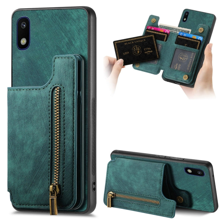 Custodia per telefono posteriore con cerniera in pelle retrò, For Samsung Galaxy A10, For Samsung Galaxy A23, For Samsung Galaxy A14 4G/5G, For Samsung Galaxy A12 5G