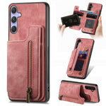 Custodia per telefono posteriore con cerniera in pelle retrò, For Samsung Galaxy A36, For Samsung Galaxy S25 5G, For Samsung Galaxy S25+ 5G, For Samsung Galaxy S25 Ultra 5G