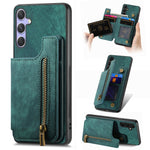 Custodia per telefono posteriore con cerniera in pelle retrò, For Samsung Galaxy A36, For Samsung Galaxy S25 5G, For Samsung Galaxy S25+ 5G, For Samsung Galaxy S25 Ultra 5G