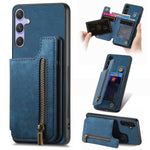 Custodia per telefono posteriore con cerniera in pelle retrò, For Samsung Galaxy A36, For Samsung Galaxy S25 5G, For Samsung Galaxy S25+ 5G, For Samsung Galaxy S25 Ultra 5G