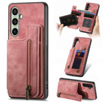 Custodia per telefono posteriore con cerniera in pelle retrò, For Samsung Galaxy A36, For Samsung Galaxy S25 5G, For Samsung Galaxy S25+ 5G, For Samsung Galaxy S25 Ultra 5G