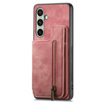 Custodia per telefono posteriore con cerniera in pelle retrò, For Samsung Galaxy A36, For Samsung Galaxy S25 5G, For Samsung Galaxy S25+ 5G, For Samsung Galaxy S25 Ultra 5G