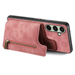 Custodia per telefono posteriore con cerniera in pelle retrò, For Samsung Galaxy A36, For Samsung Galaxy S25 5G, For Samsung Galaxy S25+ 5G, For Samsung Galaxy S25 Ultra 5G