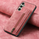 Custodia per telefono posteriore con cerniera in pelle retrò, For Samsung Galaxy A36, For Samsung Galaxy S25 5G, For Samsung Galaxy S25+ 5G, For Samsung Galaxy S25 Ultra 5G