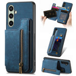 Custodia per telefono posteriore con cerniera in pelle retrò, For Samsung Galaxy A36, For Samsung Galaxy S25 5G, For Samsung Galaxy S25+ 5G, For Samsung Galaxy S25 Ultra 5G