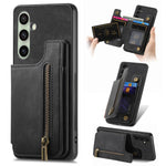Custodia per telefono posteriore con cerniera in pelle retrò, For Samsung Galaxy A36, For Samsung Galaxy S25 5G, For Samsung Galaxy S25+ 5G, For Samsung Galaxy S25 Ultra 5G