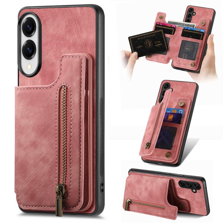 Custodia per telefono posteriore con cerniera in pelle retrò, For Samsung Galaxy A57 5G, For Samsung Galaxy A37 5G, For Samsung Galaxy S25 Edge 5G, For Samsung Galaxy A56 5G
