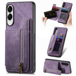 Custodia per telefono posteriore con cerniera in pelle retrò, For Samsung Galaxy A57 5G, For Samsung Galaxy A37 5G, For Samsung Galaxy S25 Edge 5G, For Samsung Galaxy A56 5G