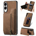 Custodia per telefono posteriore con cerniera in pelle retrò, For Samsung Galaxy A57 5G, For Samsung Galaxy A37 5G, For Samsung Galaxy S25 Edge 5G, For Samsung Galaxy A56 5G