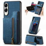 Custodia per telefono posteriore con cerniera in pelle retrò, For Samsung Galaxy A57 5G, For Samsung Galaxy A37 5G, For Samsung Galaxy S25 Edge 5G, For Samsung Galaxy A56 5G