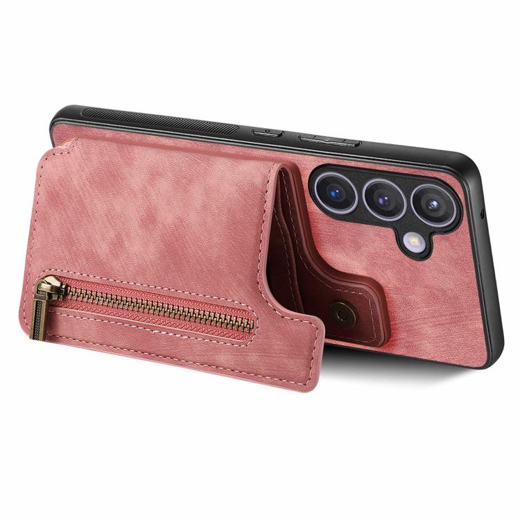 Custodia per telefono posteriore con cerniera in pelle retrò, For Samsung Galaxy A57 5G, For Samsung Galaxy A37 5G, For Samsung Galaxy S25 Edge 5G, For Samsung Galaxy A56 5G