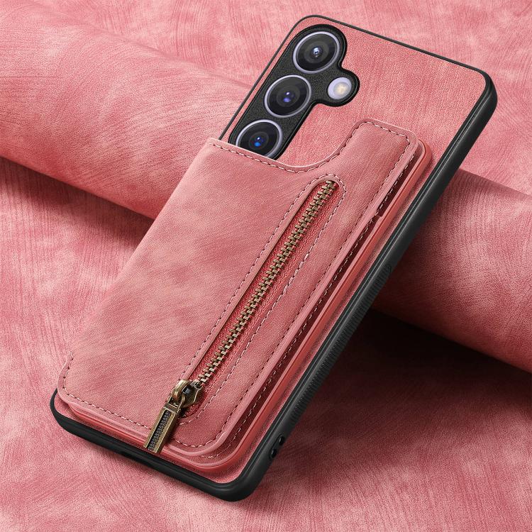 Custodia per telefono posteriore con cerniera in pelle retrò, For Samsung Galaxy A57 5G, For Samsung Galaxy A37 5G, For Samsung Galaxy S25 Edge 5G, For Samsung Galaxy A56 5G