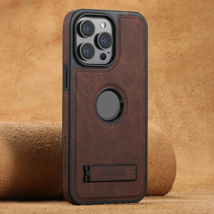 Custodia per telefono posteriore in pelle Suteni G2 Magsafe Litchi con supporto, For iPhone 13 Pro Max, For iPhone 13 Pro, For iPhone 13, For iPhone 12, For iPhone 12 Pro Max, For iPhone 12 Pro