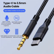 JS-101 Cavo audio USB-C/Type-C da 1,2 m a 3,5 mm Cavo audio HiFi intrecciato Cavo AUX