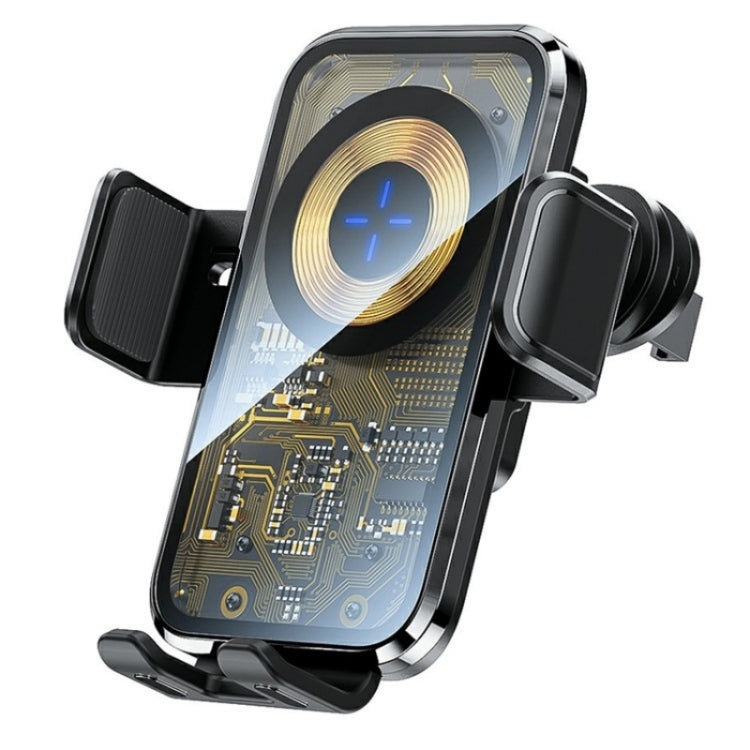 X11 Caricatore rapido da 15 W Caricatore wireless con gancio per presa d'aria per auto Induzione intelligente, X11 (Tarnish), X11 (Silver)