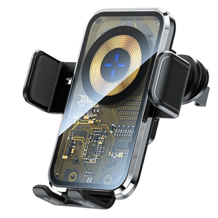 X11 Caricatore rapido da 15 W Caricatore wireless con gancio per presa d'aria per auto Induzione intelligente, X11 (Tarnish), X11 (Silver)