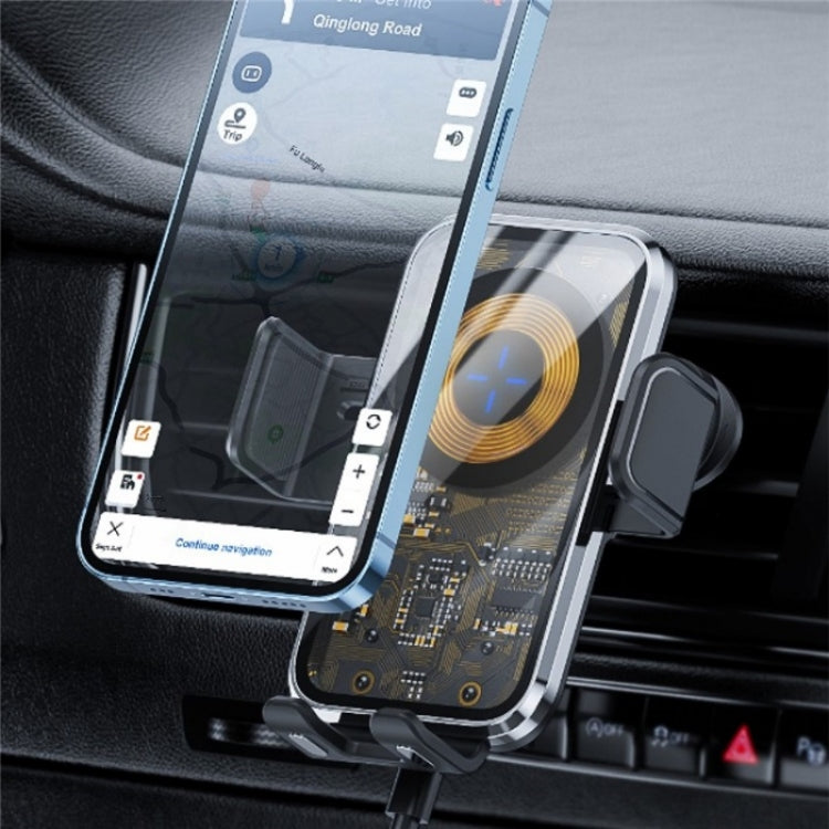 X11 Caricatore rapido da 15 W Caricatore wireless con gancio per presa d'aria per auto Induzione intelligente, X11 (Tarnish), X11 (Silver)