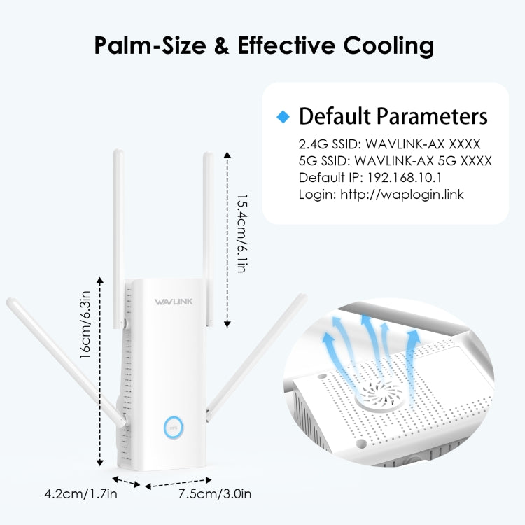 Wavlink WN583AX3 AX3000 Ripetitore WiFi dual band/AP/Router/Modalità Mesh Estensore WiFi, US Plug, UK Plug, AU Plug, EU Plug
