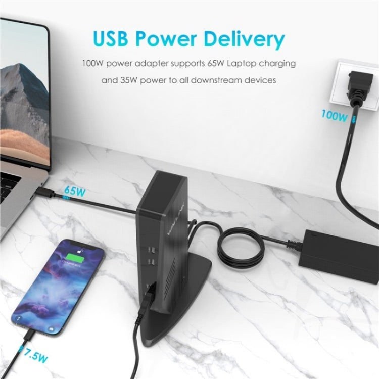 WAVLINK UG69PD5 Adattatore per monitor USB-C HD 60Hz Docking station per doppio display 4K, US Plug, AU Plug, EU Plug, UK Plug