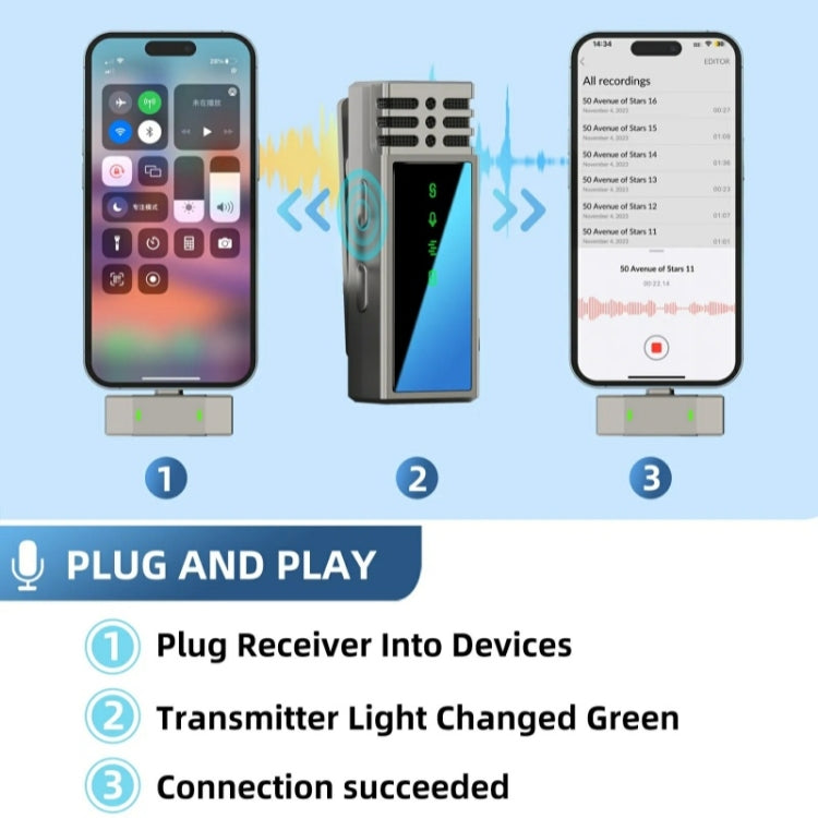 JMARY MW-15 per iPhone/iPad Microfono wireless lavalier 2.4G, 8 Pin Port