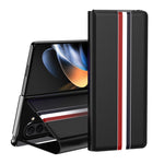 Custodia per telefono posteriore in PU con trama litchi con supporto, For Galaxy Z Fold8 Ultra 5G, For Galaxy Z Fold7 5G, For Galaxy Z Fold6 5G