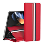 Custodia per telefono posteriore in PU con trama litchi con supporto, For Galaxy Z Fold8 Ultra 5G, For Galaxy Z Fold7 5G, For Galaxy Z Fold6 5G