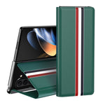Custodia per telefono posteriore in PU con trama litchi con supporto, For Galaxy Z Fold8 Ultra 5G, For Galaxy Z Fold7 5G, For Galaxy Z Fold6 5G