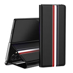 Custodia per telefono posteriore in PU con trama litchi con supporto, For Galaxy Z Fold8 Ultra 5G, For Galaxy Z Fold7 5G, For Galaxy Z Fold6 5G