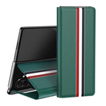 Custodia per telefono posteriore in PU con trama litchi con supporto, For Galaxy Z Fold8 Ultra 5G, For Galaxy Z Fold7 5G, For Galaxy Z Fold6 5G