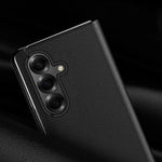 Custodia per telefono posteriore in PU con trama litchi con supporto, For Galaxy Z Fold8 Ultra 5G, For Galaxy Z Fold7 5G, For Galaxy Z Fold6 5G