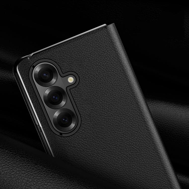 Custodia per telefono posteriore in PU con trama litchi con supporto, For Galaxy Z Fold8 Ultra 5G, For Galaxy Z Fold7 5G, For Galaxy Z Fold6 5G
