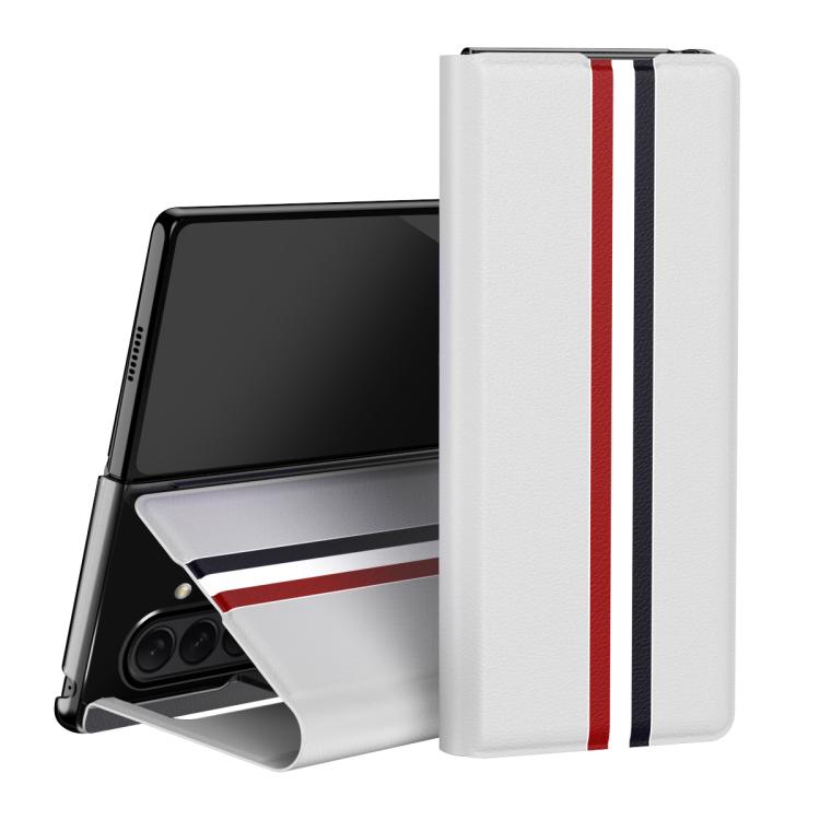 Custodia per telefono posteriore in PU con trama litchi con supporto, For Galaxy Z Fold8 Ultra 5G, For Galaxy Z Fold7 5G, For Galaxy Z Fold6 5G