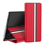 Custodia per telefono posteriore in PU con trama litchi con supporto, For Galaxy Z Fold8 Ultra 5G, For Galaxy Z Fold7 5G, For Galaxy Z Fold6 5G