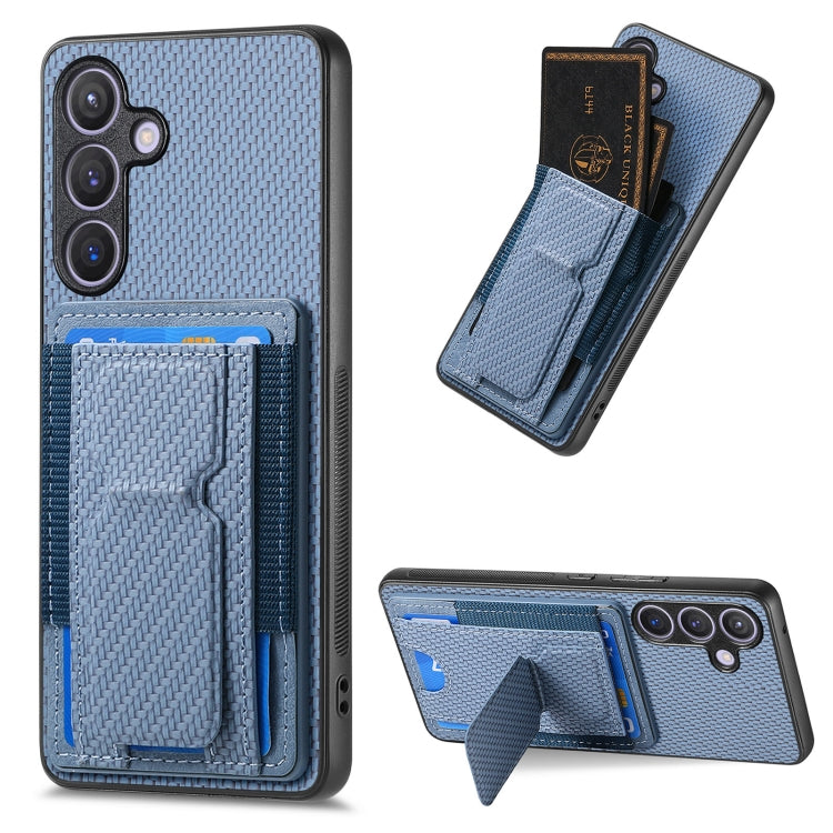 Custodia per telefono con borsa elastica per carte con supporto pieghevole in fibra di carbonio, For Samsung Galaxy S23 5G, For Samsung Galaxy A04 4G, For Samsung Galaxy M53 5G, For Samsung Galaxy M23 5G