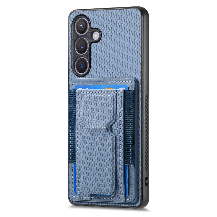 Custodia per telefono con borsa elastica per carte con supporto pieghevole in fibra di carbonio, For Samsung Galaxy S23 5G, For Samsung Galaxy A04 4G, For Samsung Galaxy M53 5G, For Samsung Galaxy M23 5G