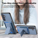 Custodia per telefono con borsa elastica per carte con supporto pieghevole in fibra di carbonio, For Samsung Galaxy S23 5G, For Samsung Galaxy A04 4G, For Samsung Galaxy M53 5G, For Samsung Galaxy M23 5G