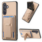 Custodia per telefono con borsa elastica per carte con supporto pieghevole in fibra di carbonio, For Samsung Galaxy S23 5G, For Samsung Galaxy A04 4G, For Samsung Galaxy M53 5G, For Samsung Galaxy M23 5G