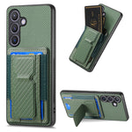 Custodia per telefono con borsa elastica per carte con supporto pieghevole in fibra di carbonio, For Samsung Galaxy S23 5G, For Samsung Galaxy A04 4G, For Samsung Galaxy M53 5G, For Samsung Galaxy M23 5G